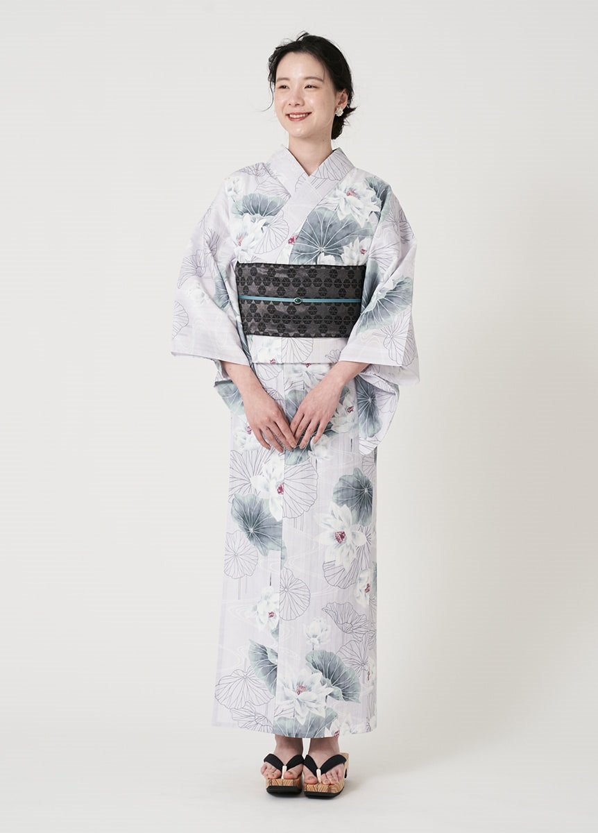 浴衣　風花　流水に蓮　淡藤（ご予約受注品）