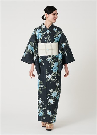 浴衣　風花　宵の鉄線　紺緑（ご予約受注品）