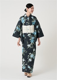 浴衣　風花　宵の鉄線　紺緑（ご予約受注品）