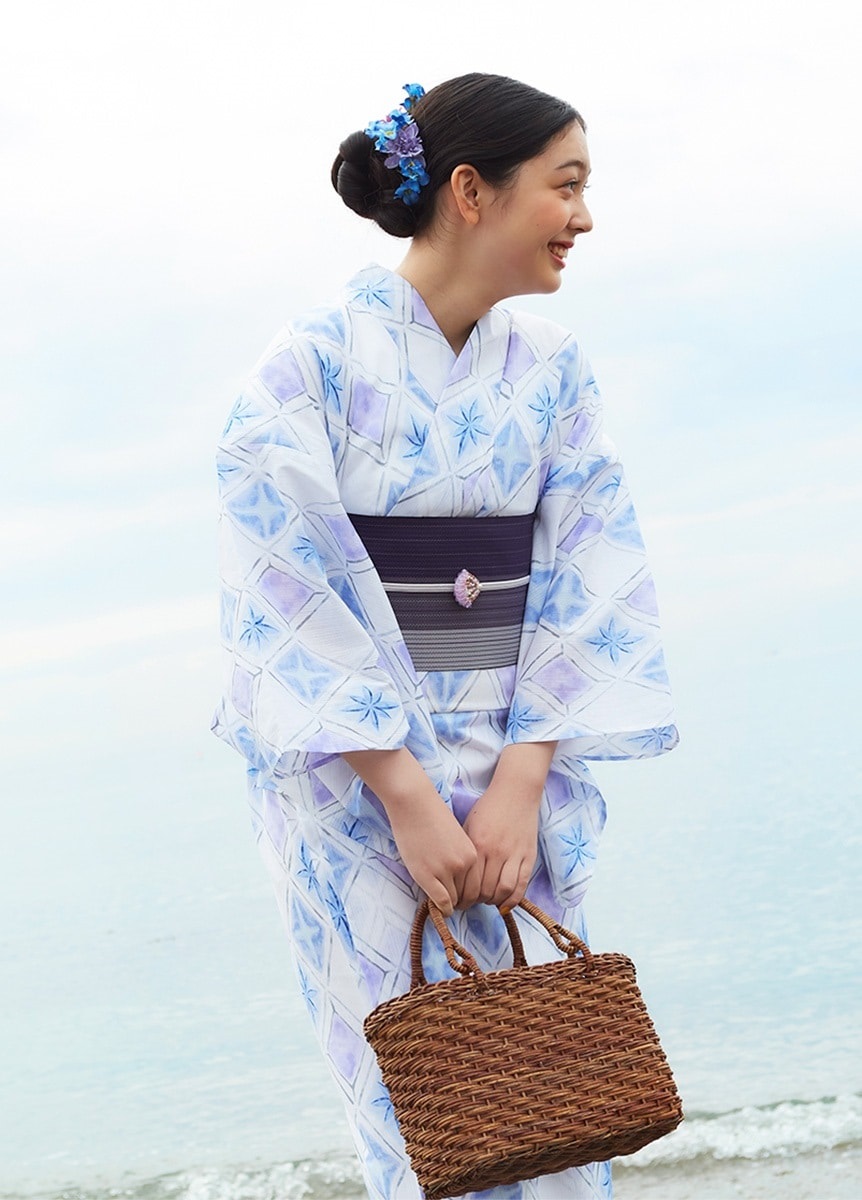 浴衣　夏音　切子こおり　青藤