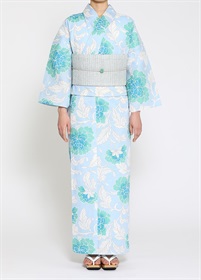 ゆかた Cute ＆ Art Flower series 「アラベスク/水色」