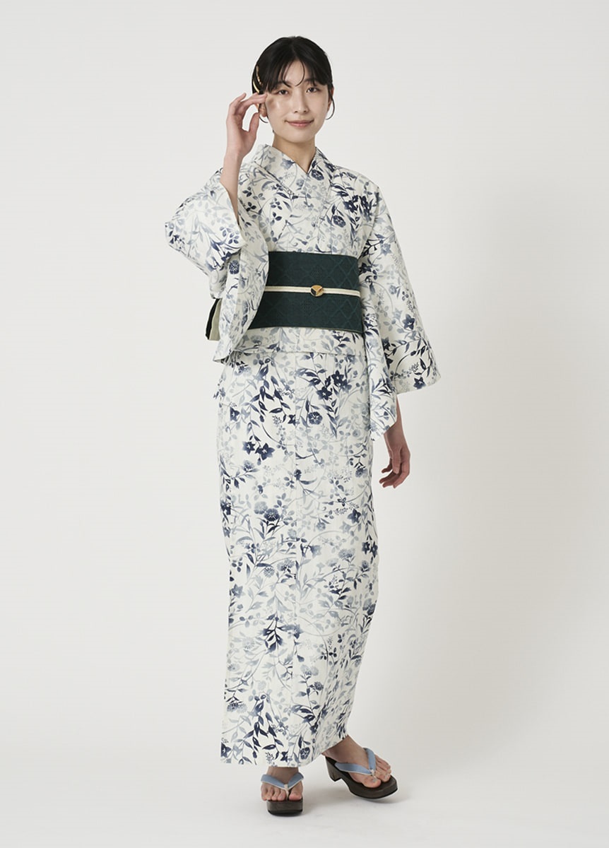 プレタ浴衣　風花　秋草のささやき　生成り