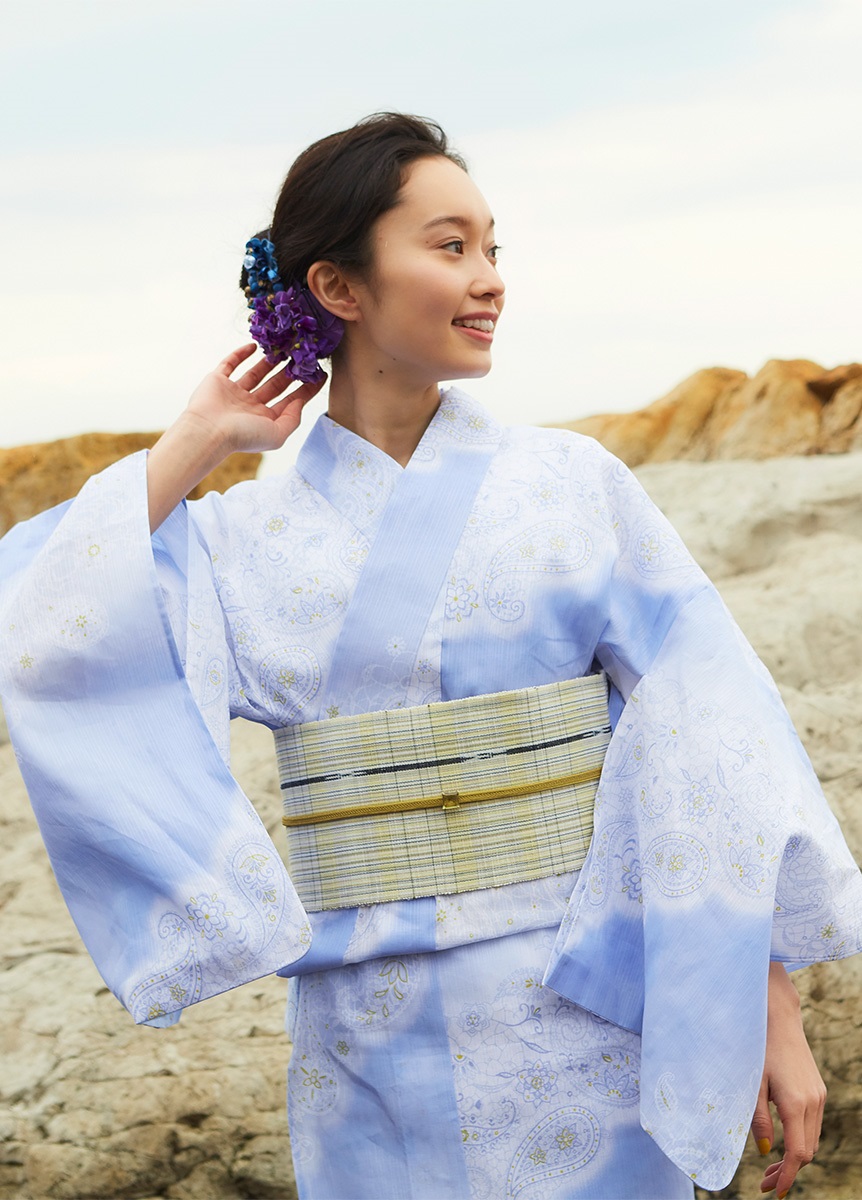 ふりふ　浴衣　水色 ふりふ 浴衣 水色 レトロモダンな着物・振袖・袴のふりふ