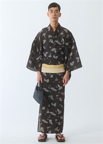 ゆかた　伊勢型文様　萌えいづる・焦茶