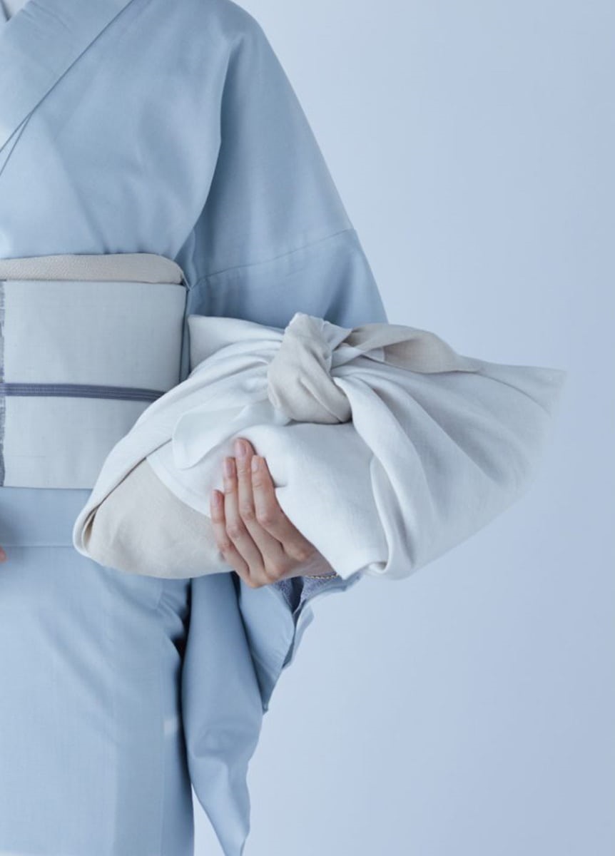 袷風呂敷　つちや織物所　白×生成