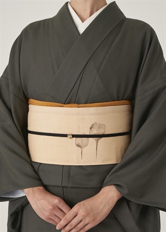 帯揚げ　横段　香色