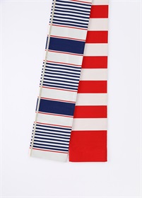 ストライプ両面半幅帯・紺