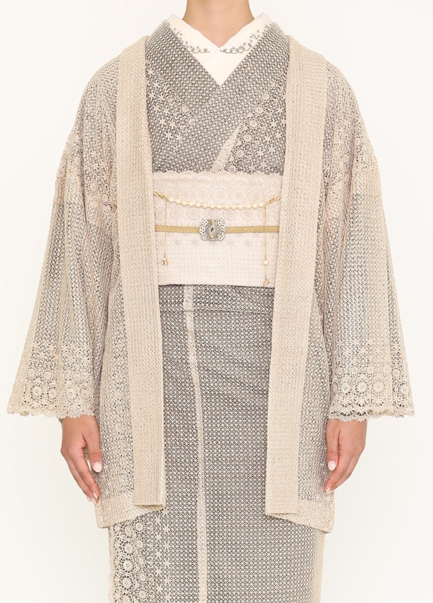 スノーペタル　レース羽織・亜麻