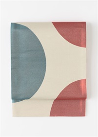 【WEB限定】ポリエステル京袋帯　白地　水玉赤青