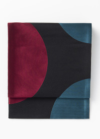 【WEB限定】ポリエステル京袋帯　濃地　水玉赤紺