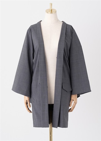 POCKET HAORI 　チェック　ブルー