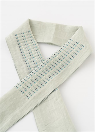 麻半衿　刺し子　stitch blue