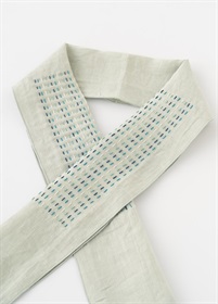 麻半衿　刺し子　stitch blue