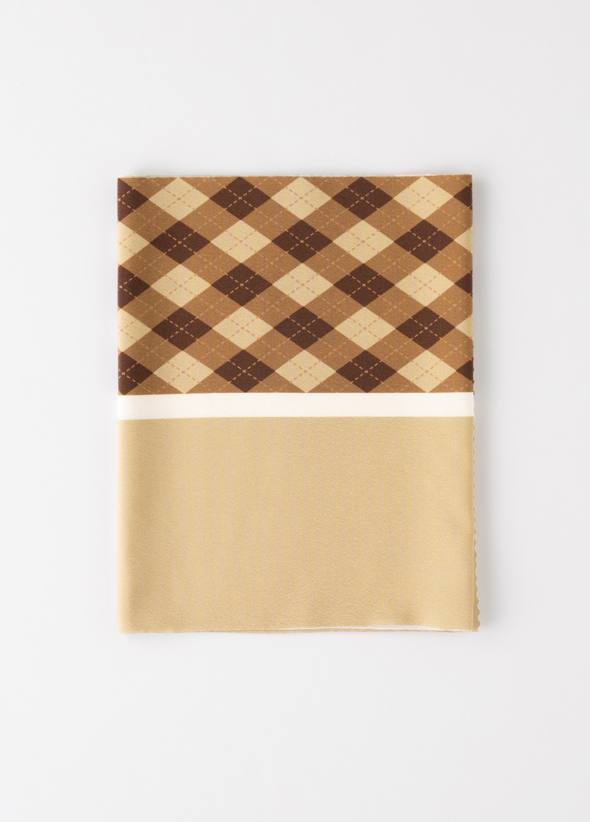 【残りわずか】帯揚げ　アーガイル　茶