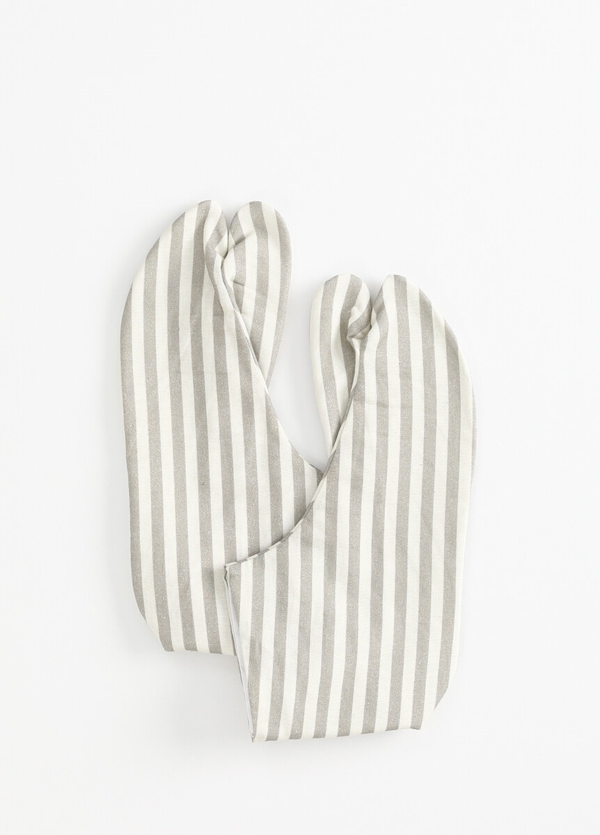 バイカラー足袋　アイボリー/グレージュ