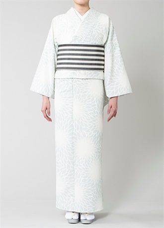 BASIC（洗えるプレタ着物）むじな菊　ブルー　L