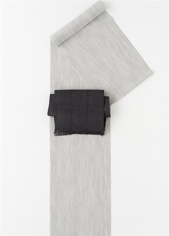 【WEB限定】洗える夏着物　あられ縞　グレー