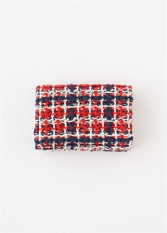 KNIT TWEED CARD CASE / red