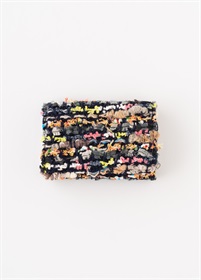 KNIT TWEED CARD CASE / navy