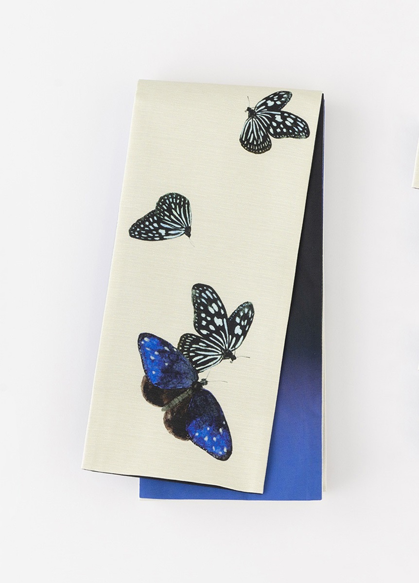 染め両面半幅帯　奄美の蝶