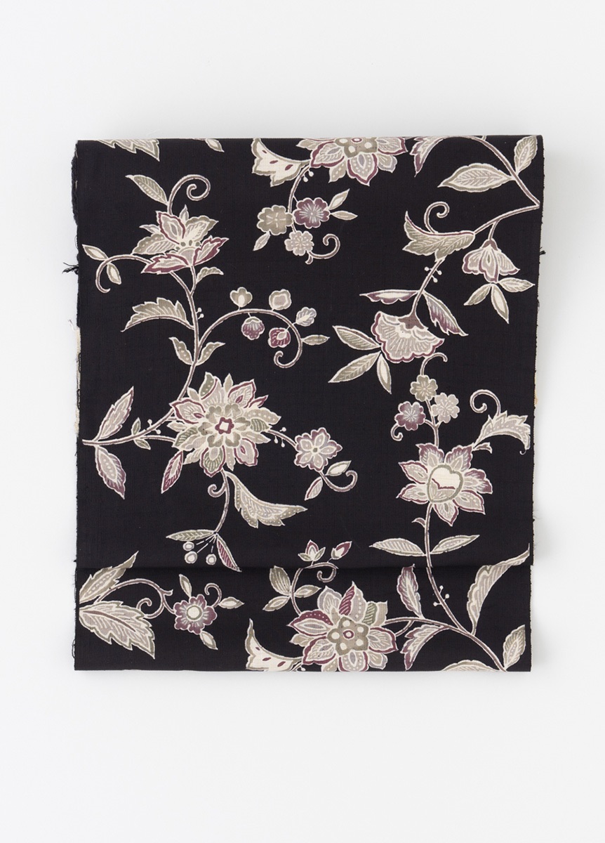 染め九寸名古屋帯　更紗　濃紫（ご予約受注品）