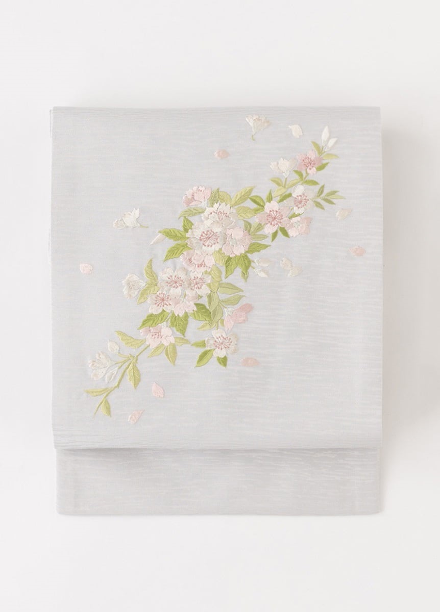 西陣刺繍九寸名古屋帯　舞桜（ご予約受注品）