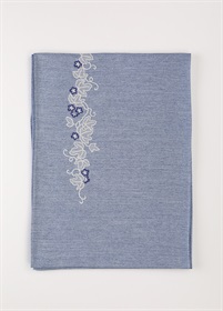 楽ふわ帯　蔦刺繍/ブルーグレー