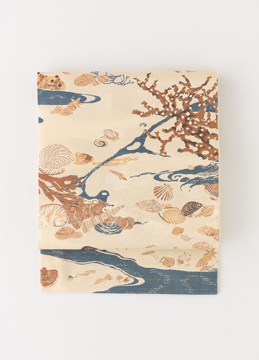 【江戸日和】夏・九寸名古屋帯　西陣織　貝甲図（ご予約受注品）