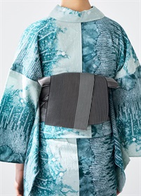 麻絹半幅帯　墨黒