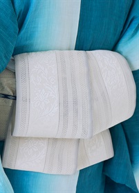 粗紗四寸単衣帯　博多織　花唐草　白（ご予約受注品）