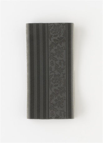 粗紗四寸単衣帯　博多織　花唐草　墨黒（ご予約受注品）