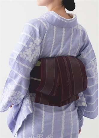 紗半幅帯　博多織　奏　赤紫（ご予約受注品）