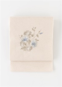 麻八寸名古屋帯　朝顔（ご予約受注品）
