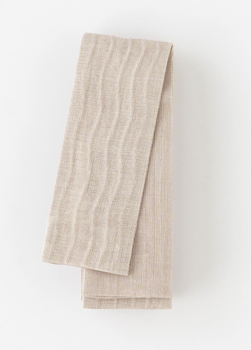 麻角帯　ふくれ織　よろけ縞　ベージュ