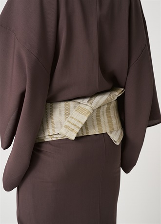 桐生麻角帯　変わり縞　若草色