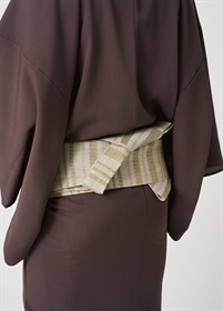 桐生麻角帯　変わり縞　若草色