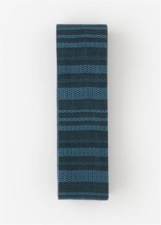 桐生麻角帯　変わり縞　納戸色