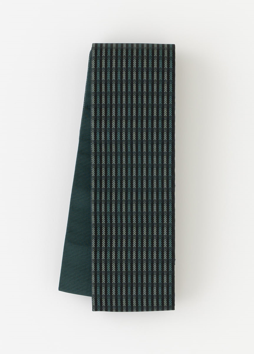 角帯　博多織　杉綾　青緑