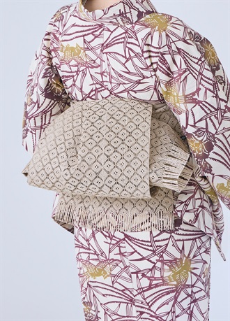 へこ帯　トーションレース　ダイヤ　亜麻色