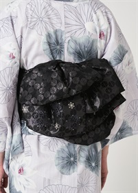 へこ帯　桐生刺繍・星の華　黒