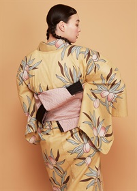 桐生合繊ふくれ半幅帯　桃花色