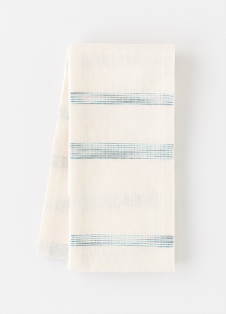 きものやまとオリジナル　麻和紙半幅帯　横段　白×ブルー
