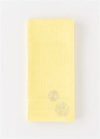 麻刺繍半幅帯　華火　黄色