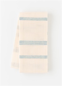 麻半幅帯　和紙横段　白×ブルー