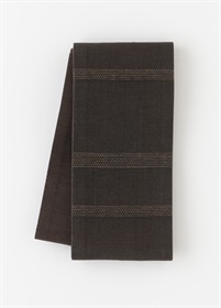 麻半幅帯　和紙横段　茶×茶