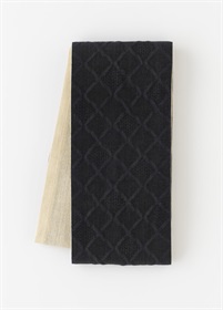 麻半幅帯　ふくれ織　紺×ベージュ