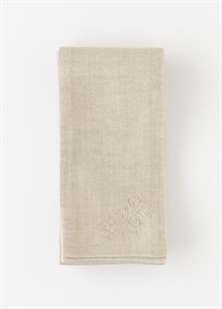 麻刺繍半幅帯　星切子　生成り