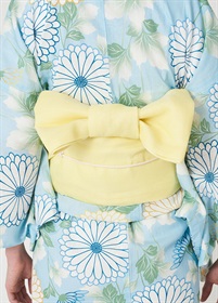 麻刺繍半幅帯　星切子　黄色