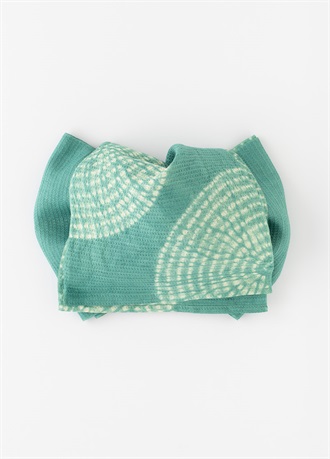 【江戸日和】絞り麻へこ帯　はなび　浅葱色