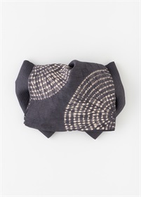 【江戸日和】絞り麻へこ帯　はなび　黒紅色